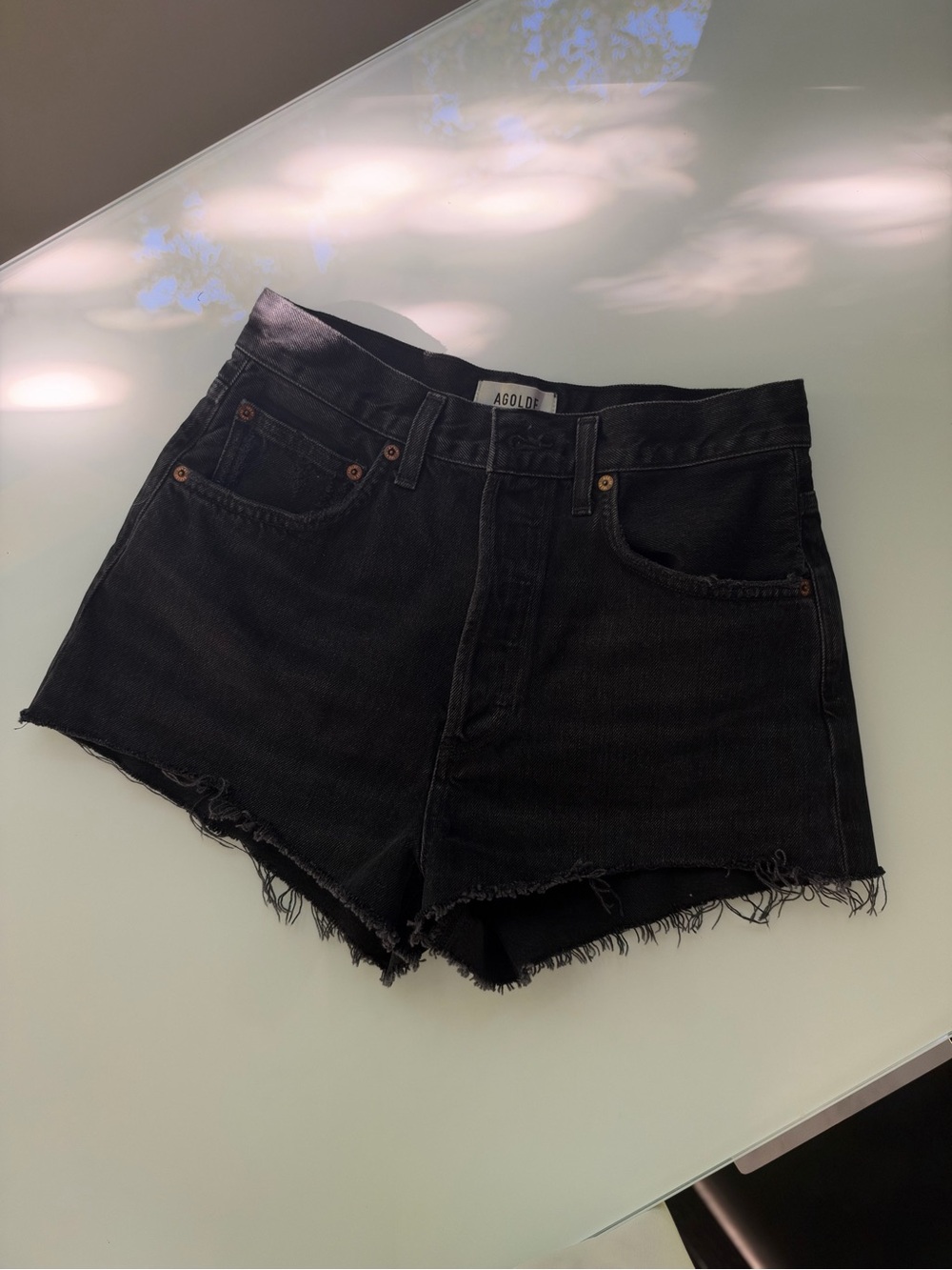 AGOLDE Black High-Rise Denim Shorts Size 27